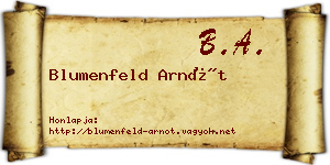 Blumenfeld Arnót névjegykártya